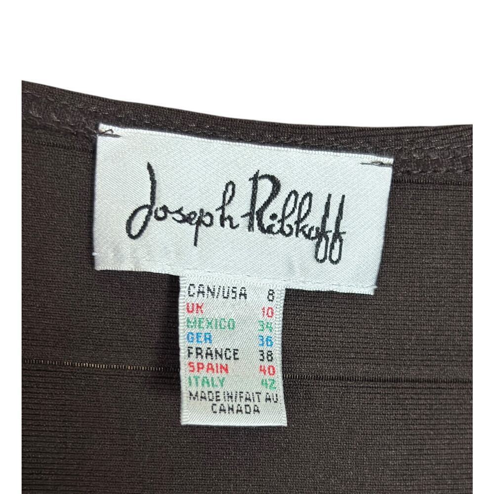 Joseph Ribkoff Ruched Sheath Dress Size 8 Bodycon Short Sleeve Brown Cocktail - Picture 9 of 10